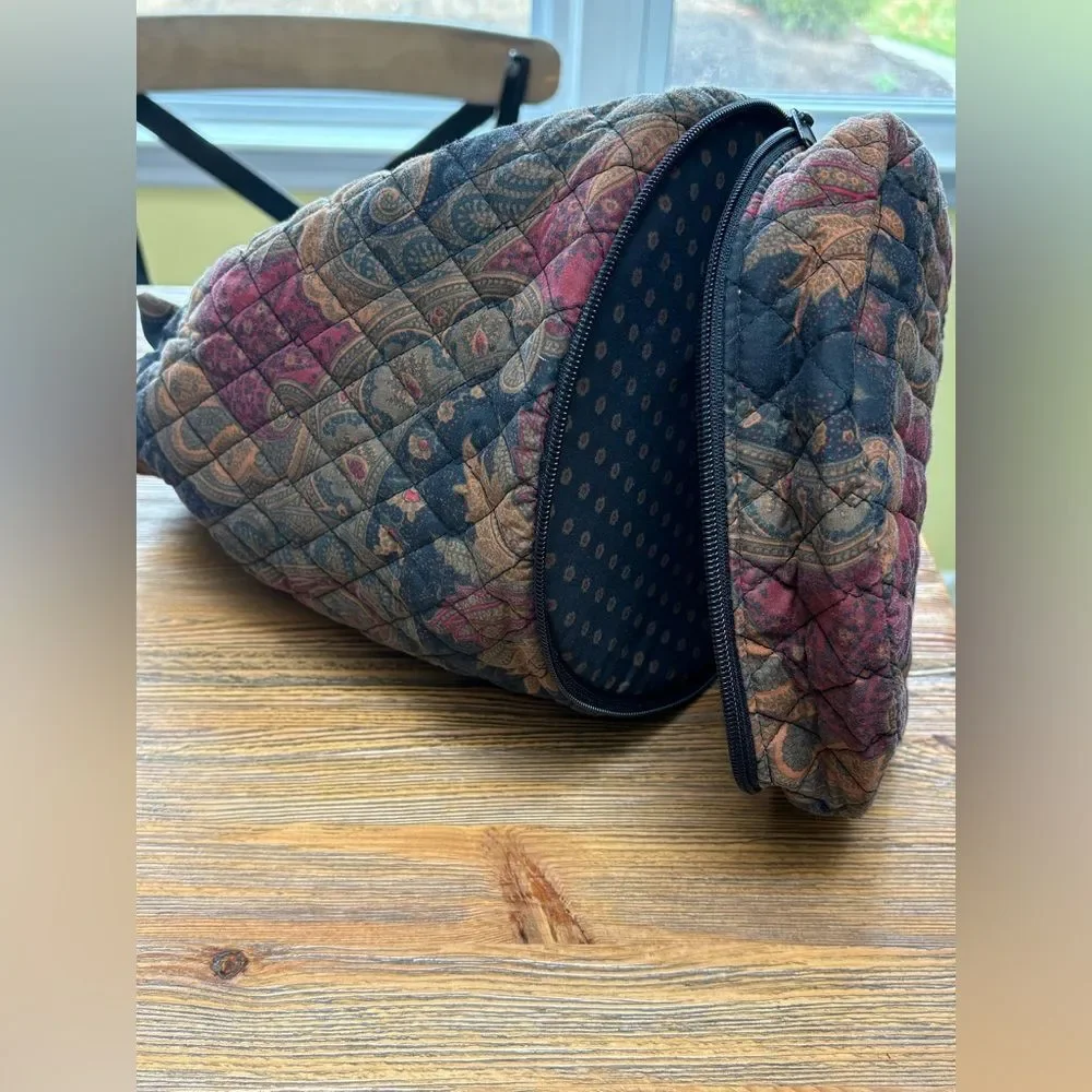 Paisley Quilted Drawstring Cosmetic Bag